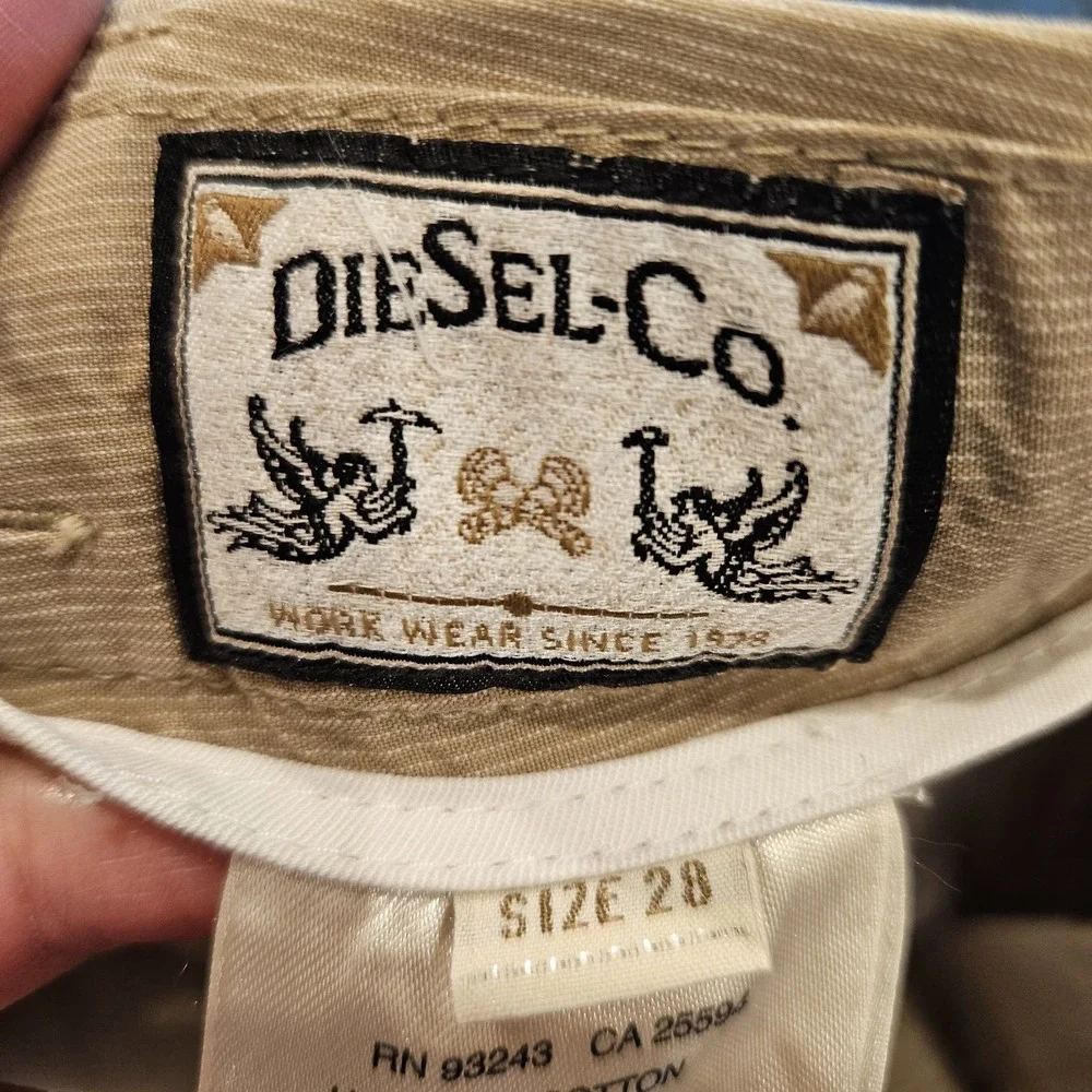 Diesel Men's Chi-Reg Slim Fit 28 Pants Trousers Desert Tan Pinstripe